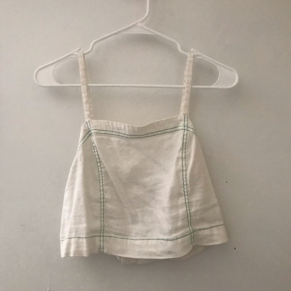 White Tank top with green lining